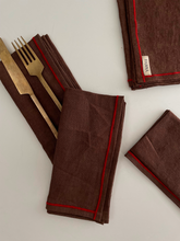 Load image into Gallery viewer, Chestnut w/ Flame Edge Dinner Napkins (set of 4)
