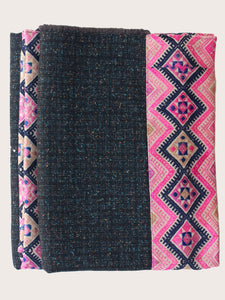 Confetti Dark Tweed Blanket with Bright Pink Textile